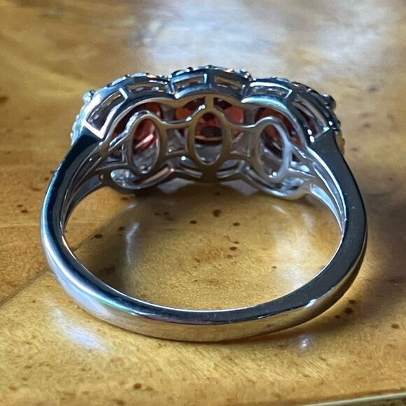 Natural Red Garnet Sterling Silver Ring Size 10 - Picture 5 of 9